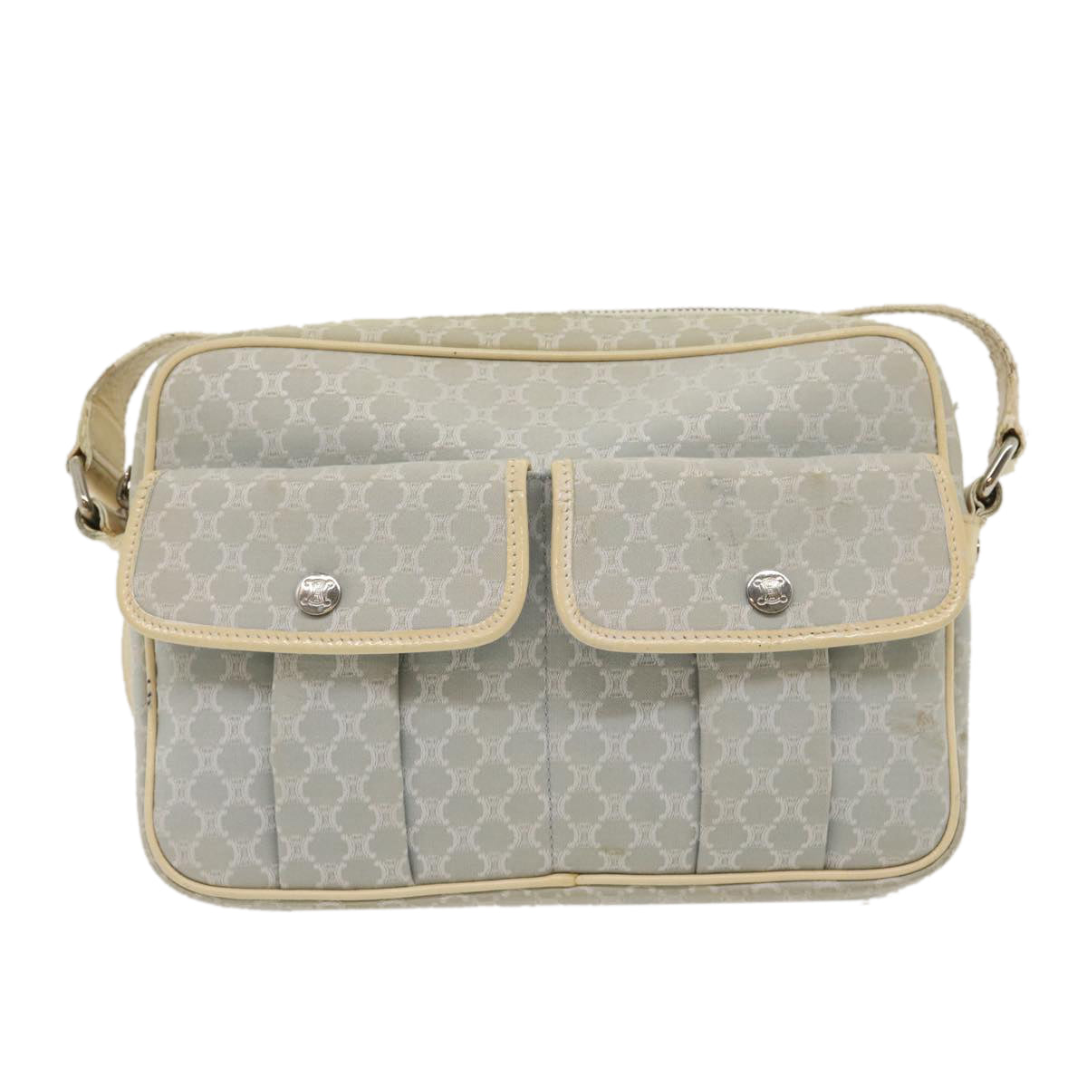 Luxury CELINE Macadam Canvas Shoulder Bag Light Blue ar7070