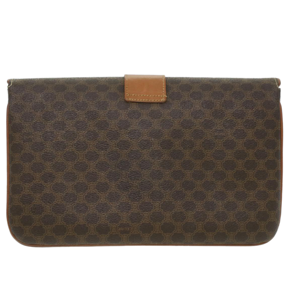 Luxury CELINE Macadam Canvas Clutch Bag PVC Leather Brown ar8455