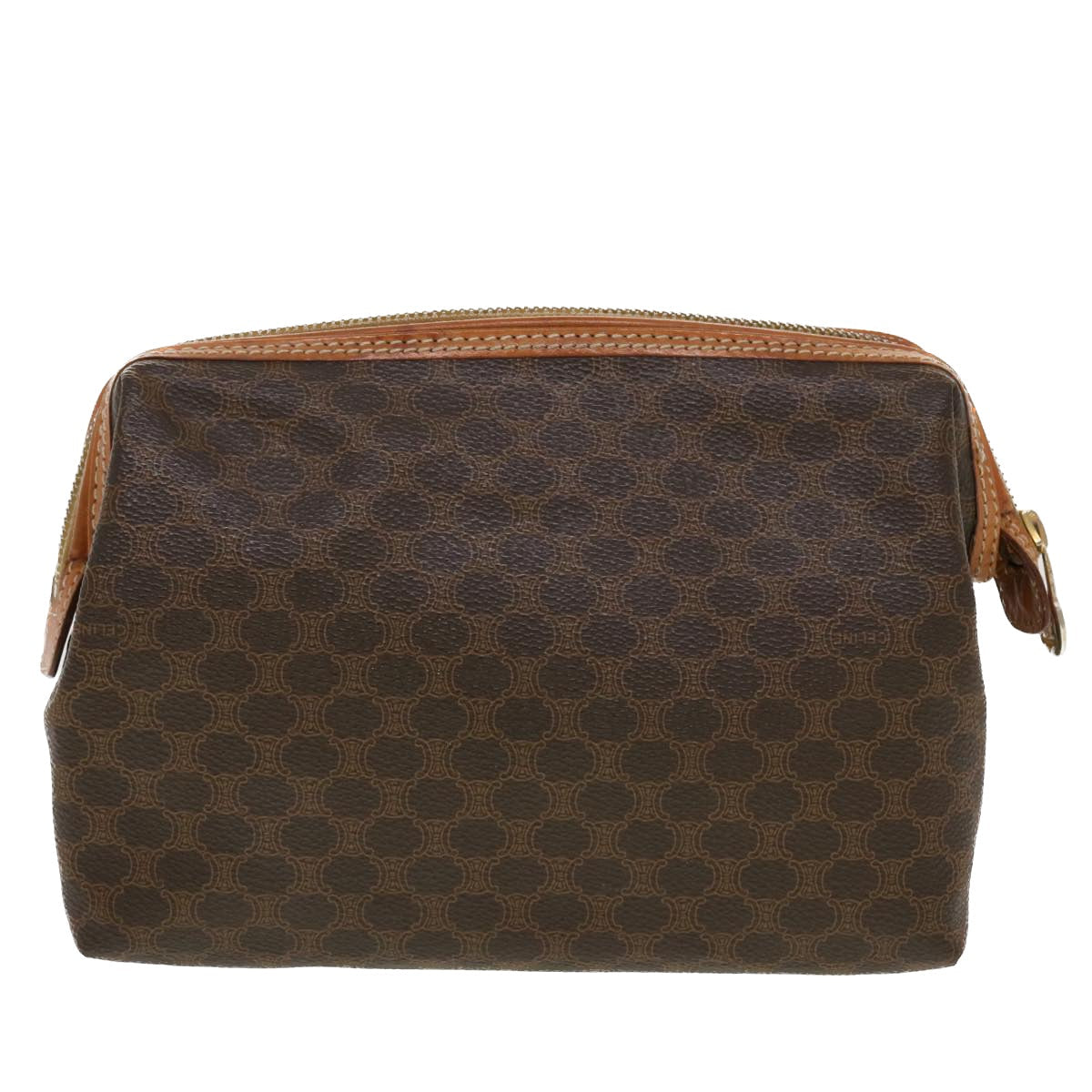 Luxury CELINE Macadam Canvas Pouch PVC Leather Brown ar9598