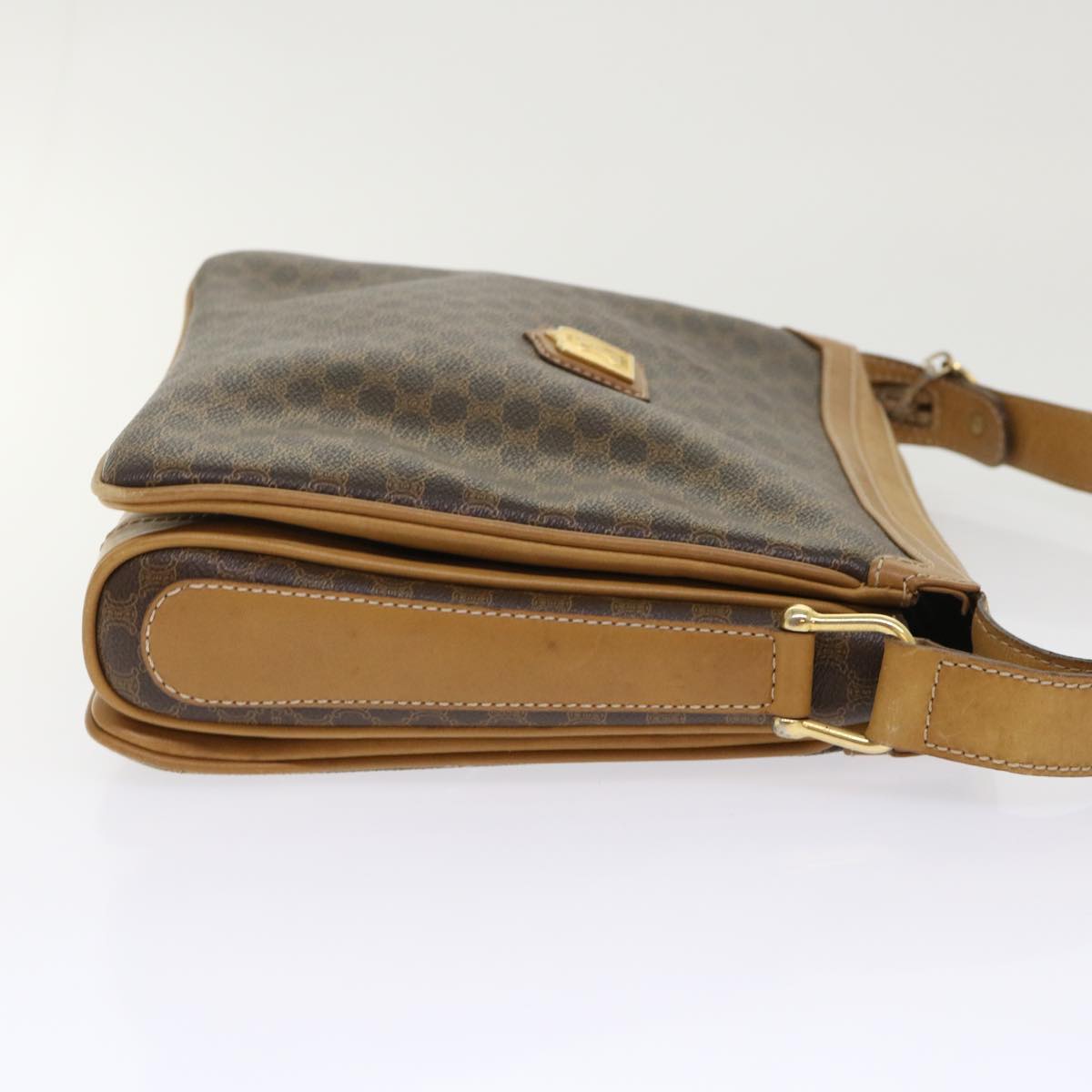 Luxury CELINE Macadam Canvas Shoulder Bag PVC Leather Brown ar9883B