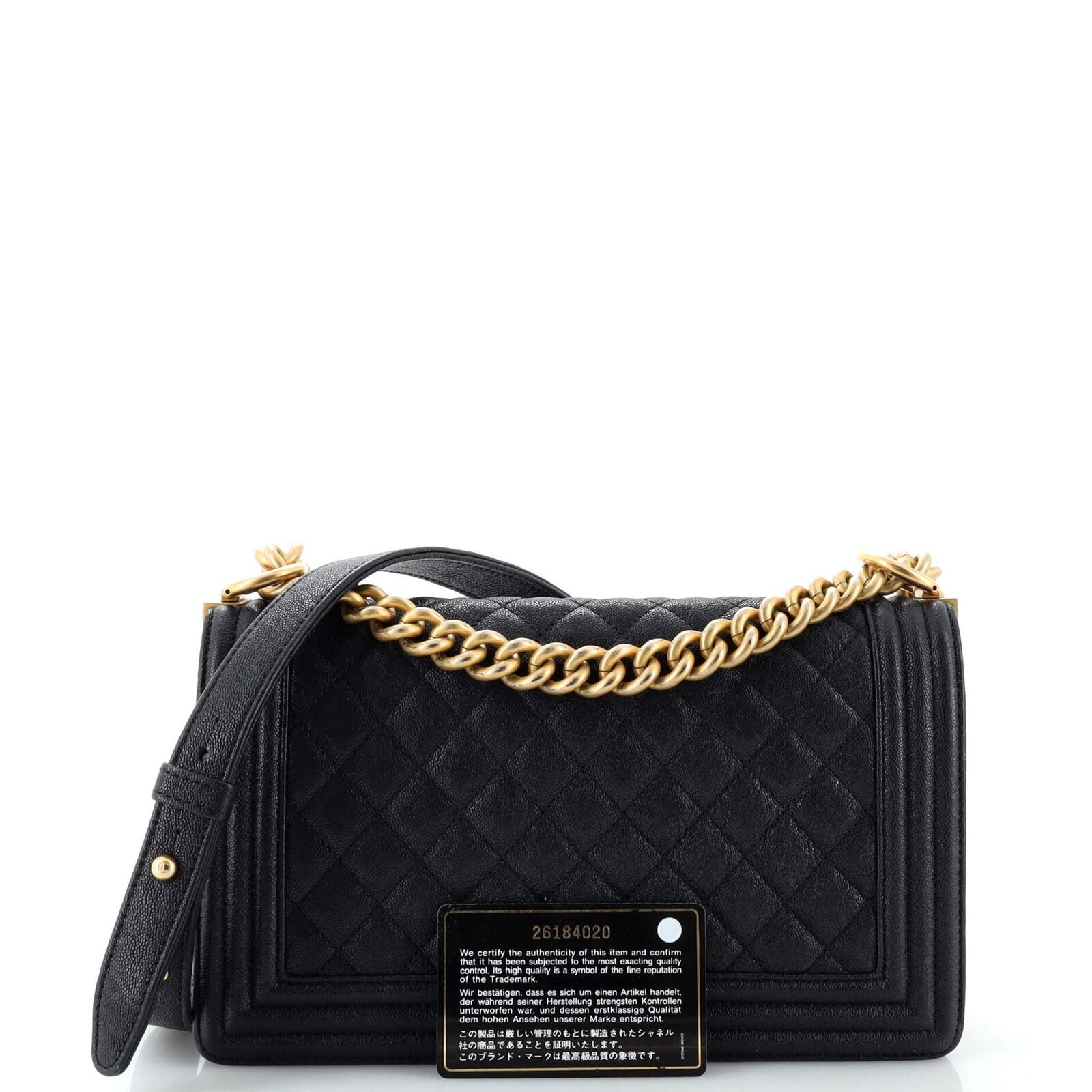 Chanel Boy Flap Bag Quilted Caviar Old
