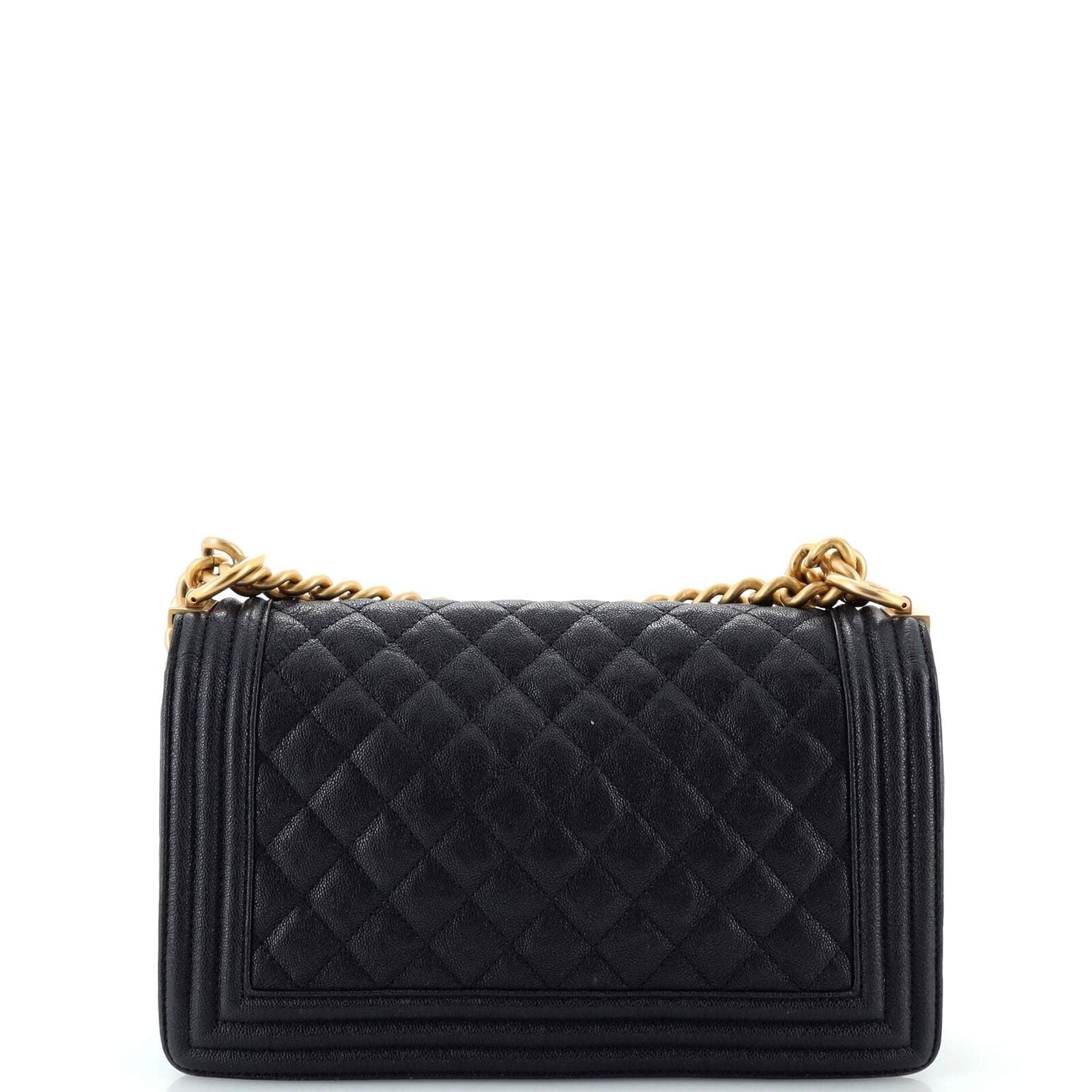 Chanel Boy Flap Bag Quilted Caviar Old