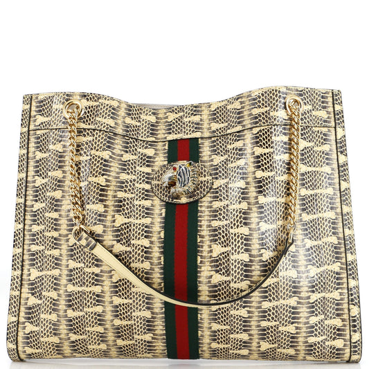 Gucci Rajah Chain Tote Snakeskin Large