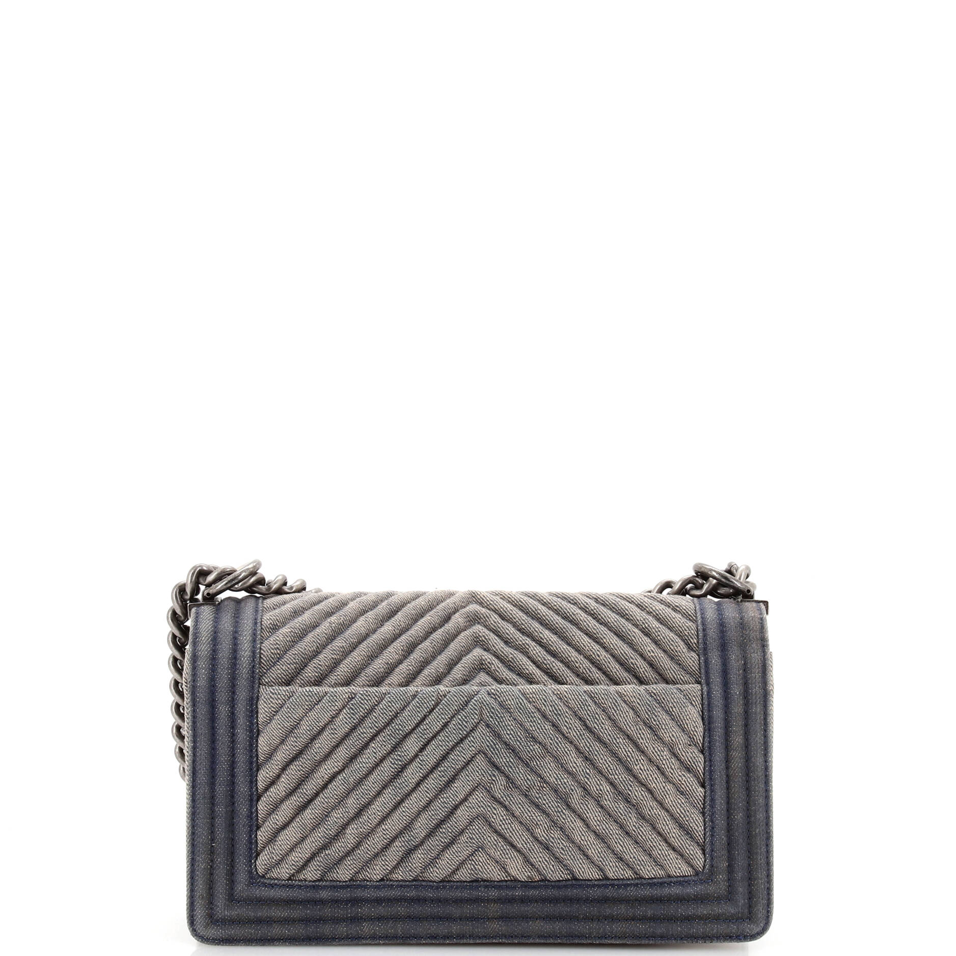 Chanel Boy Flap Bag Chevron Denim Old