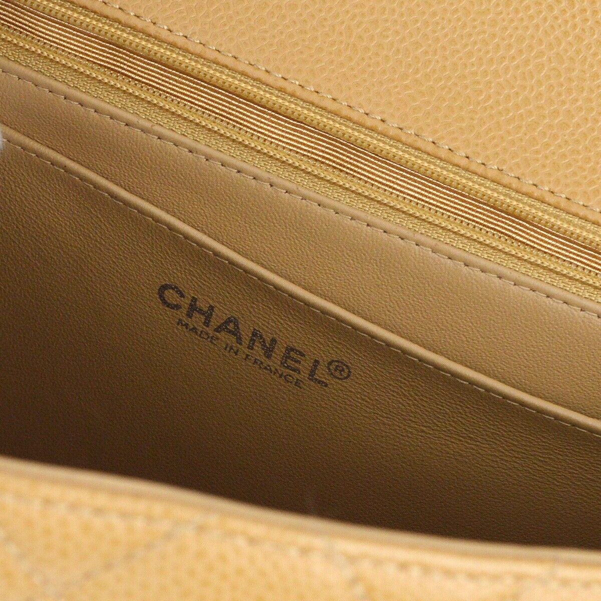 Chanel Beige Caviar Top Handle Handbag