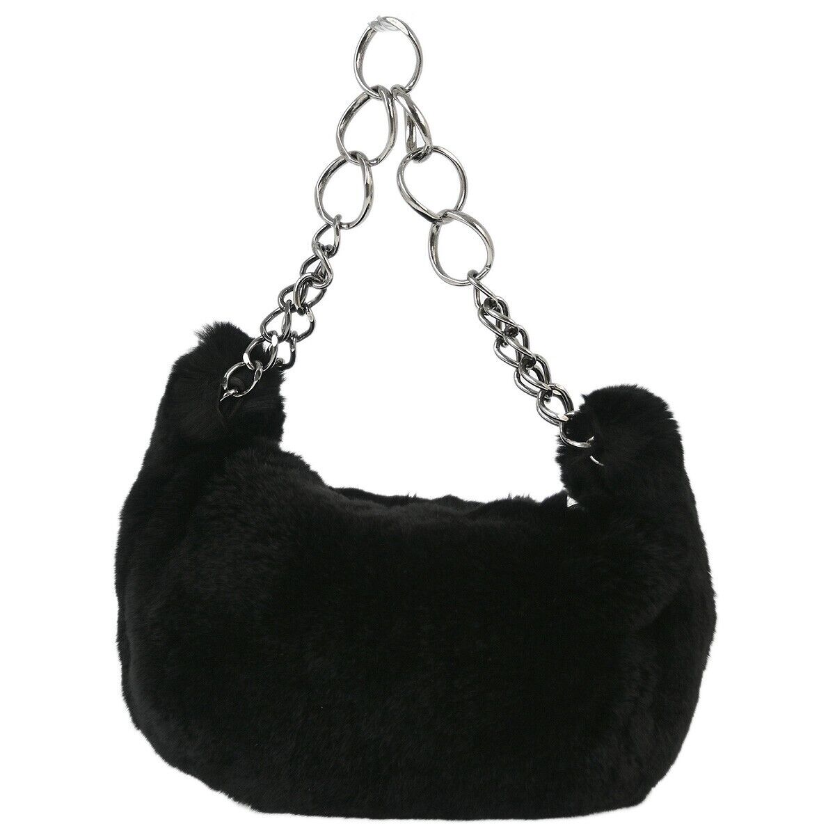 Chanel Black Fur Chain Handbag