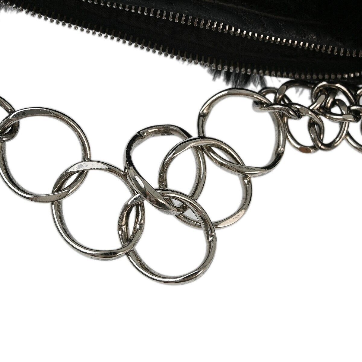 Chanel Black Fur Chain Handbag