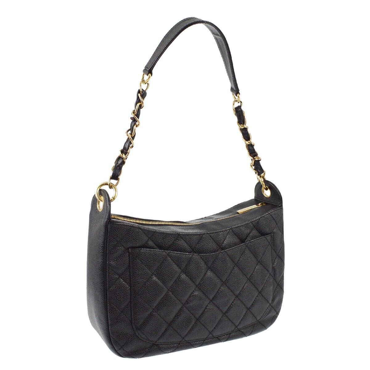 Chanel Black Caviar Skin Hobo Handbag
