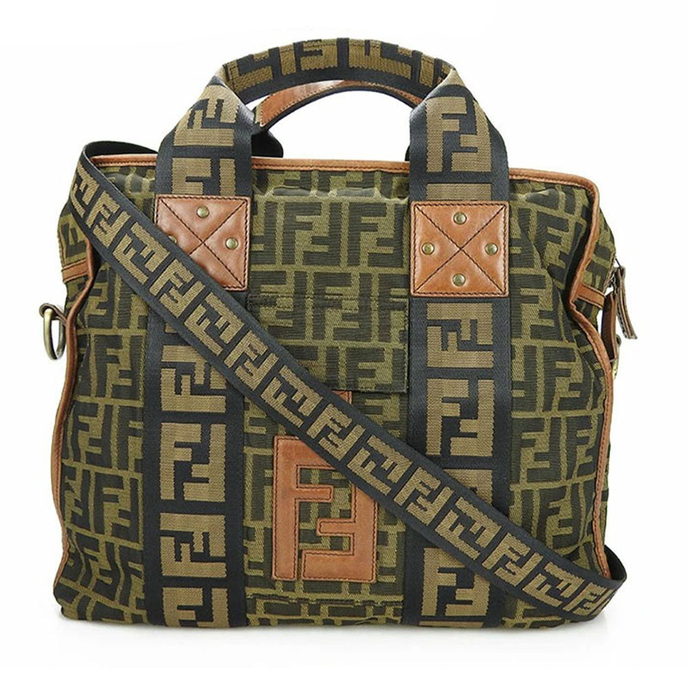 Fendi 7VA158 Zucca Canvas Leather 2way Bag