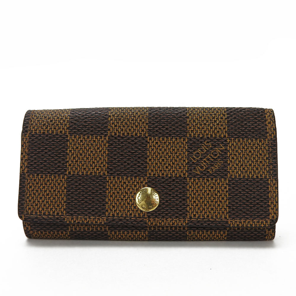 LOUIS VUITTON Key case Key holder Damier canvas, leather Brown Multicles4 mens(Unisex)