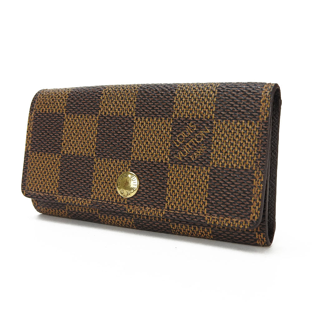LOUIS VUITTON Key case Key holder Damier canvas, leather Brown Multicles4 mens(Unisex)