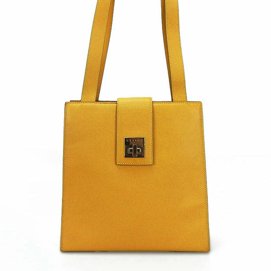 CELINE Shoulder Bag leather yellow Women