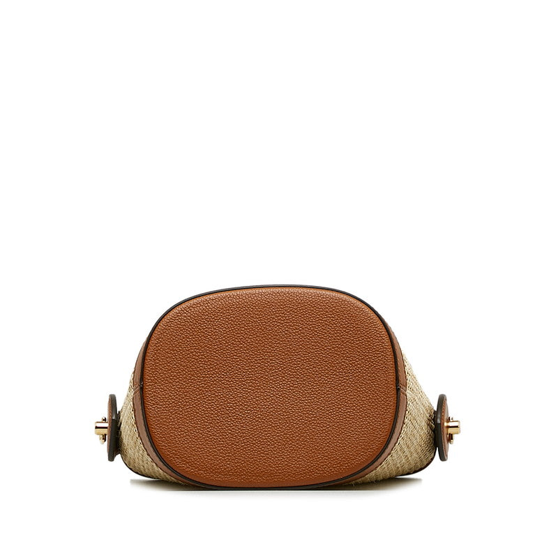 Louis Vuitton Bucket Handbag 2WAY M59962 Natural Brown Leather Raffia Louis Vuitton