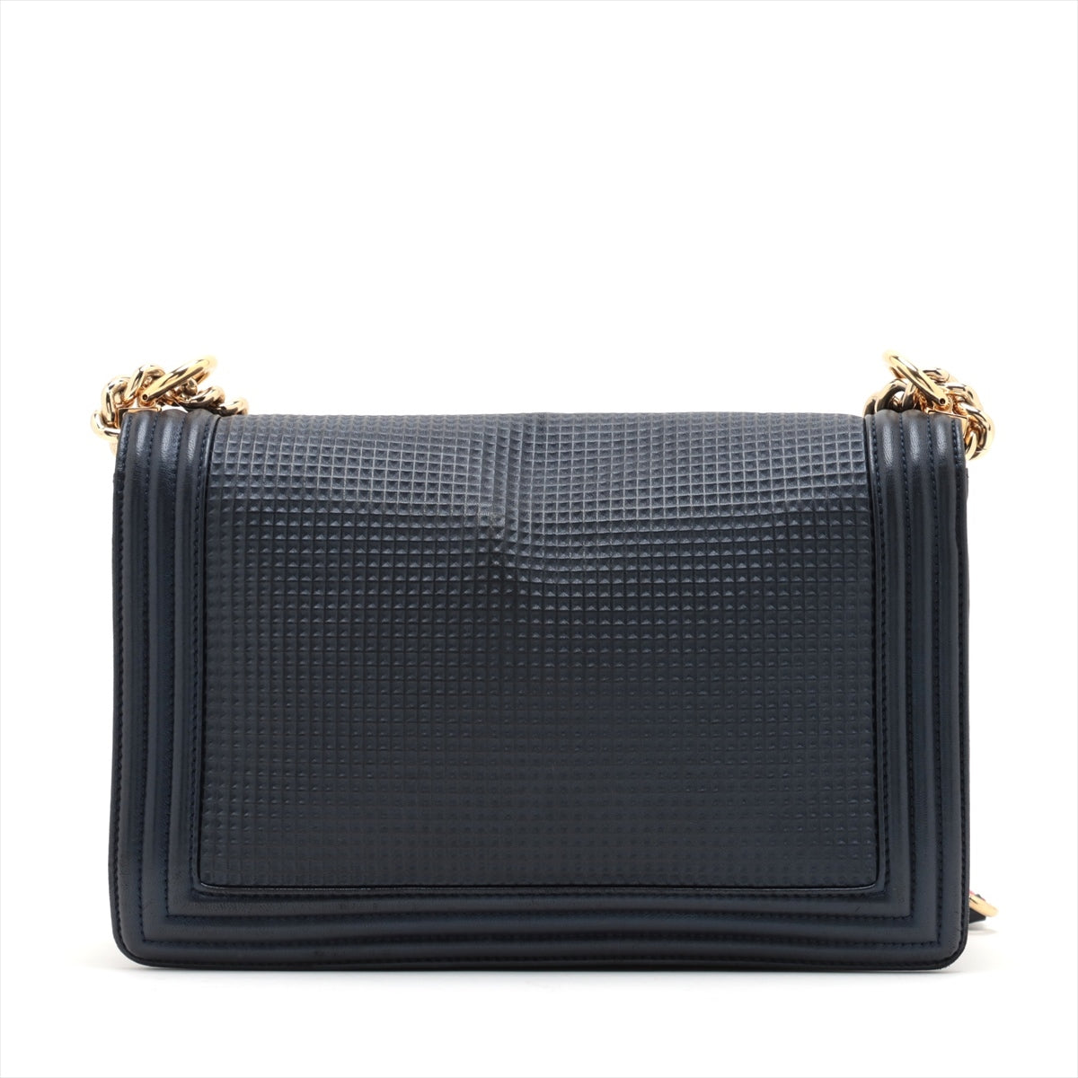 Chanel Boy Chanel Leather Chain Shoulder Bag Navy G 18th A92193