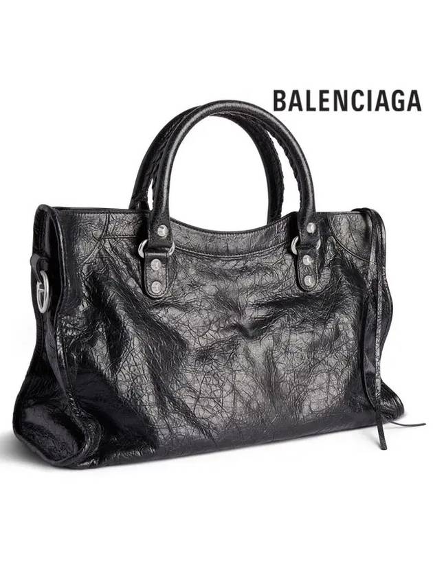 Luxury Balenciaga Trending 2026 Le City Medium Leather Tote Bag Black