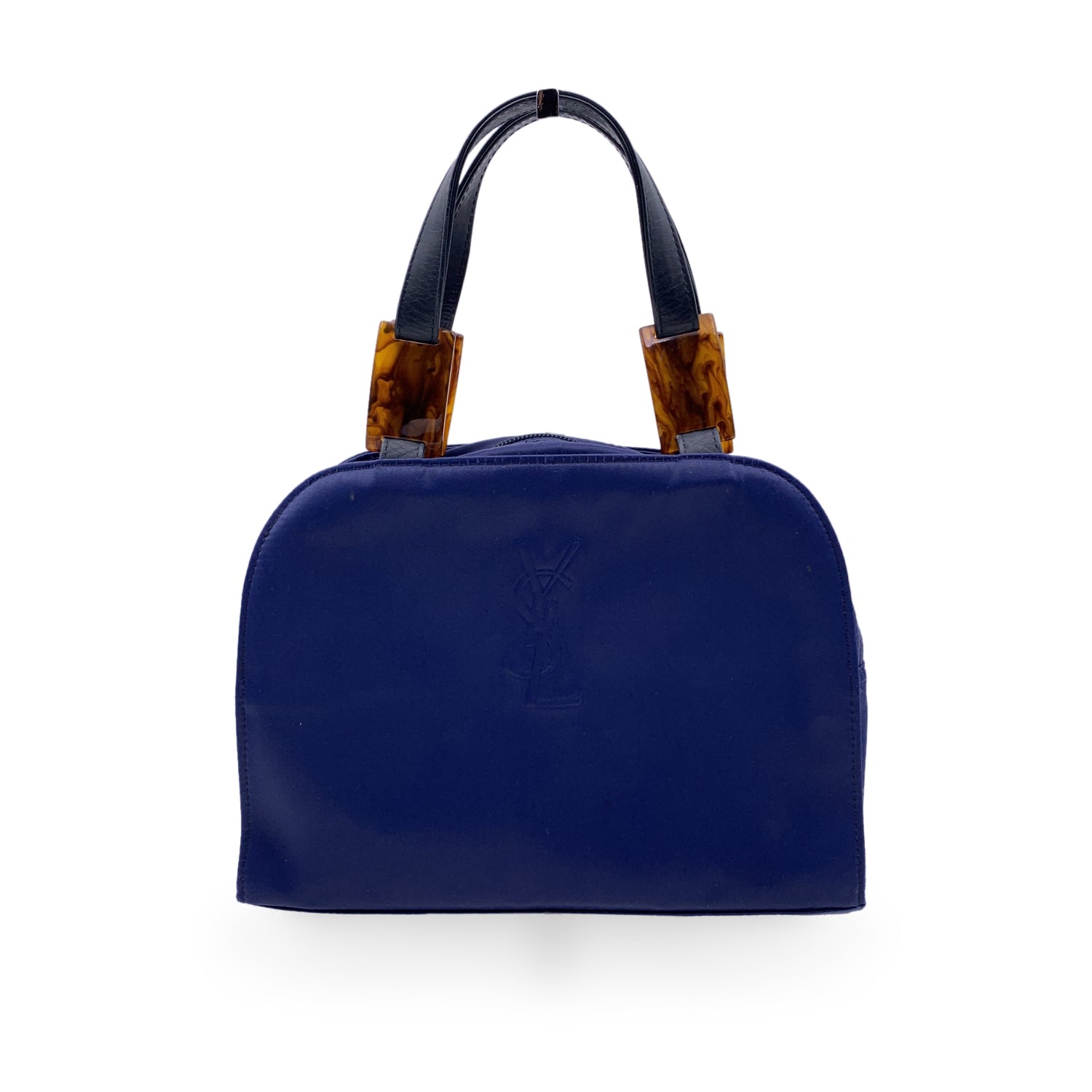 Yves Saint Laurent Blue Canvas YSL Logo Satchel HandBag