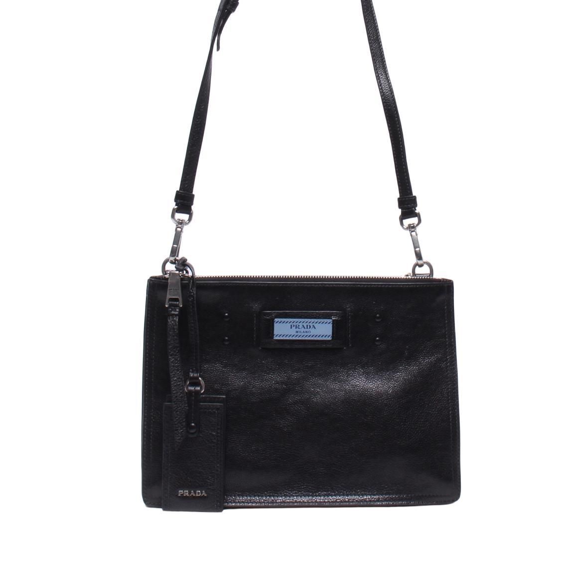 Prada Glace Calf Etiquette Shoulder Bag - Black Crossbody ITL4T5EE3FIO