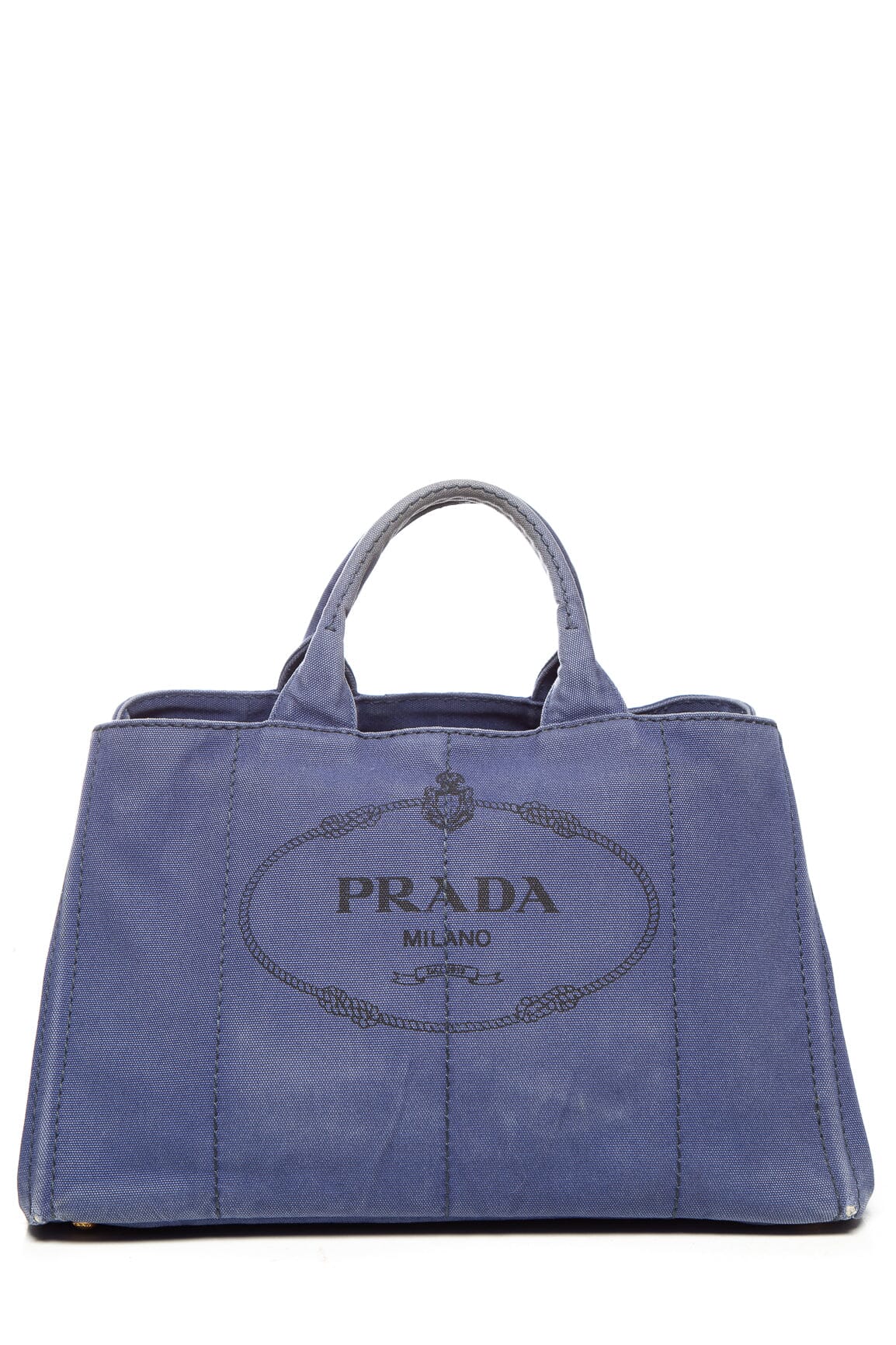 Prada Blue Canvas Canapa Tote