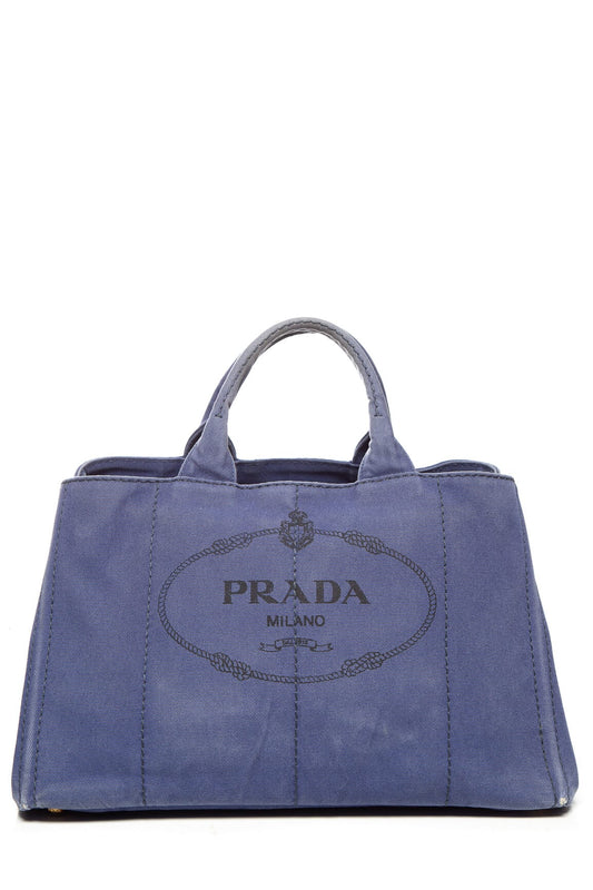 Prada Blue Canvas Canapa Tote