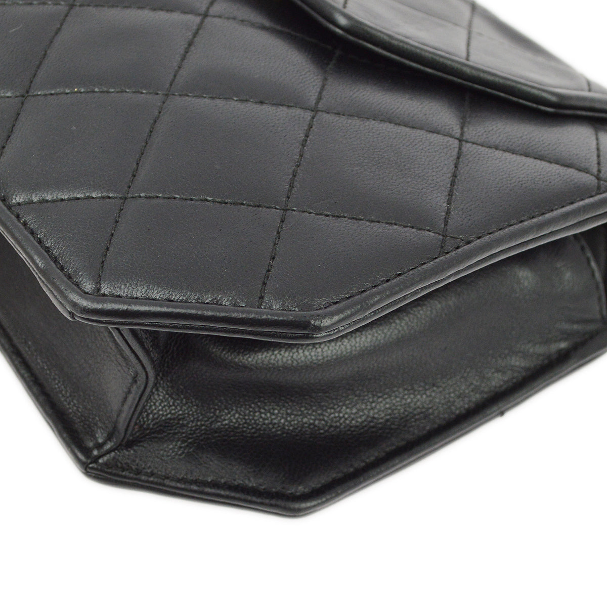 Chanel Black Lambskin Octagon Chain Shoulder Bag