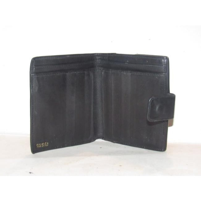 Gucci Navy Leather Exterior With Red Leather Lining And Gold G Hinge Closure Wallet