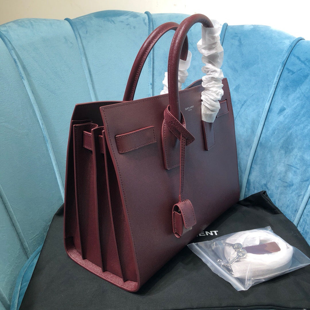 Yves Saint Laurent Sac De Jour Small Burgundy Luxury Handbag