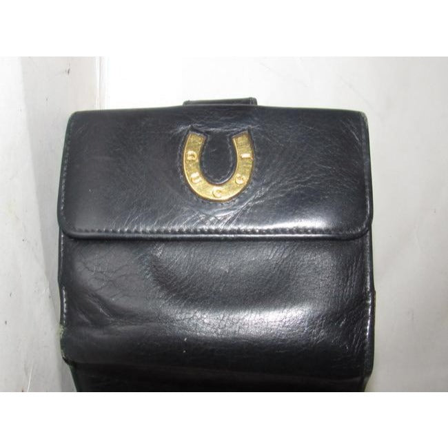 Gucci Navy Leather Exterior With Red Leather Lining And Gold G Hinge Closure Wallet