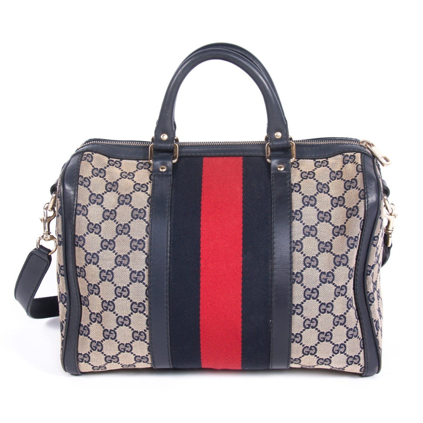 Gucci Boston Leather Canvas Shoulder Bag Style 6
