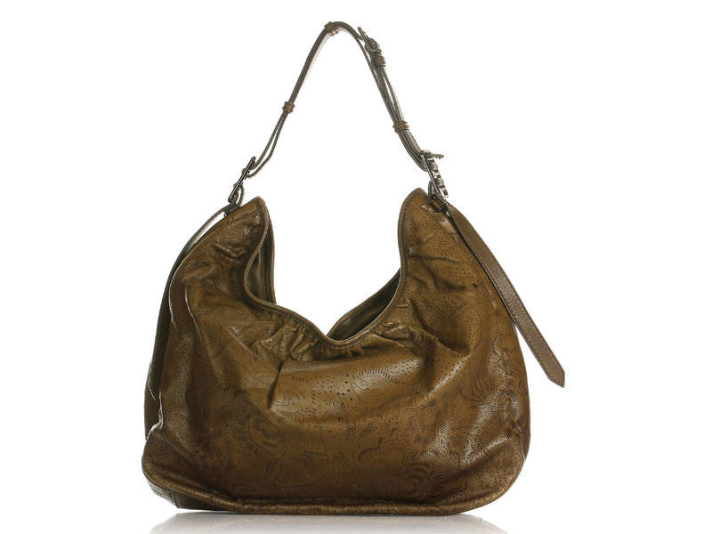 Burberry Brown Perforated Flowers Hobo