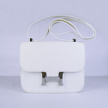 Luxury Hermes Constance Cowskin Leather Bag white silver
