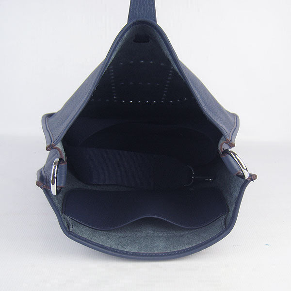 Luxury Hermes Evelyne I handbag dark blue silver