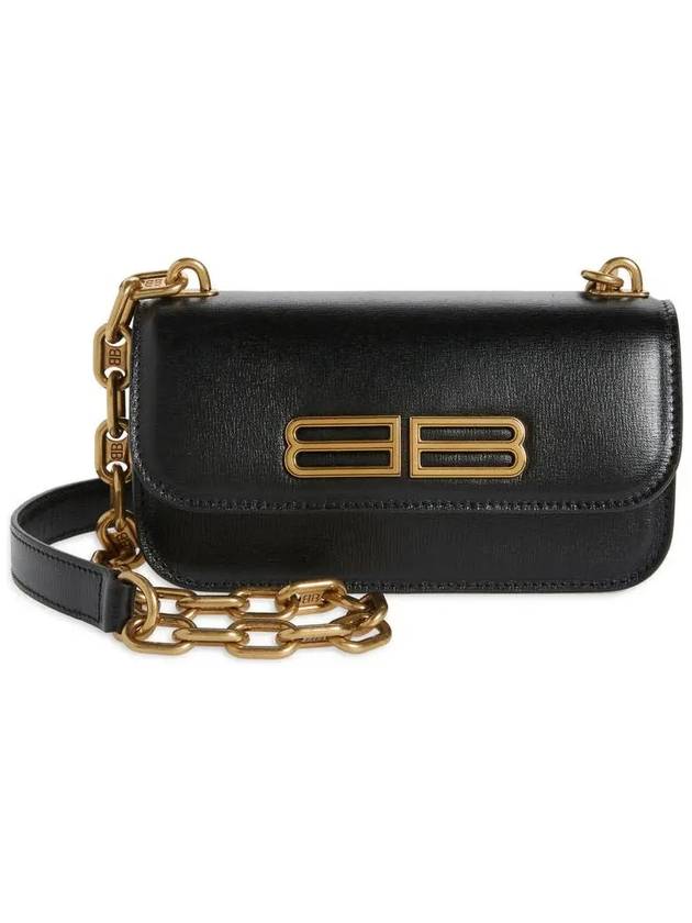 Luxury Balenciaga Trending 2026 BB Gold Logo Cross Bag Black