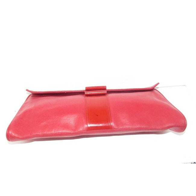 Fendi Red Embossed Leather Zucca Print Multi Compartment Two Way Purse
