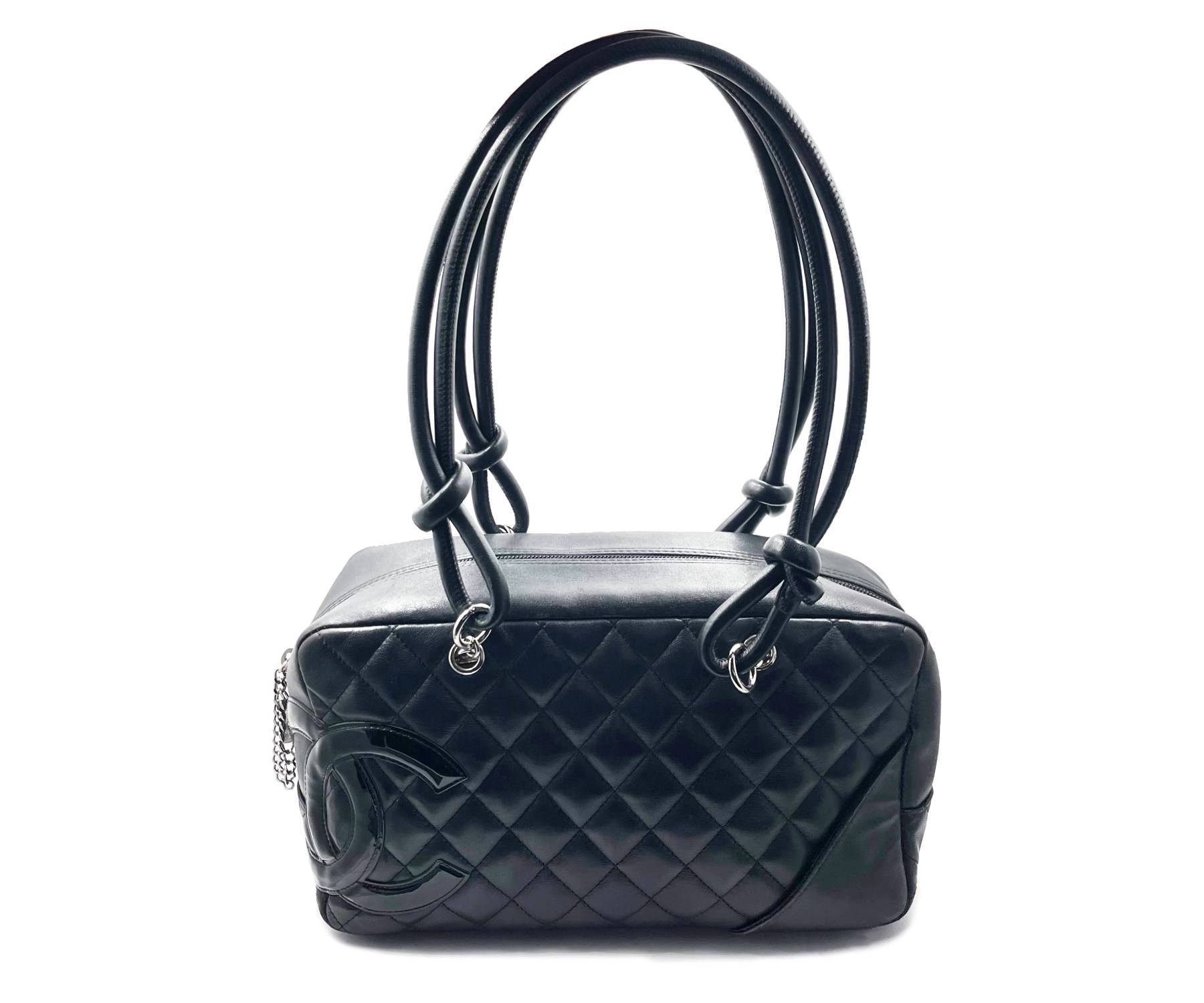 CHANEL Black Cambon CC Duffle Satchel Shoulder Bag