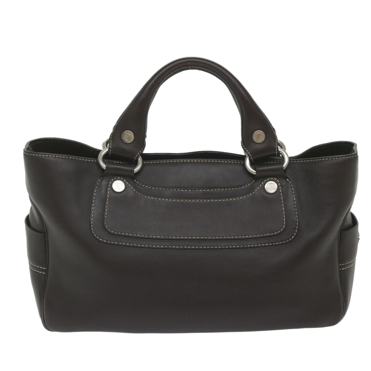 Luxury CELINE Hand Bag Leather Brown 10411