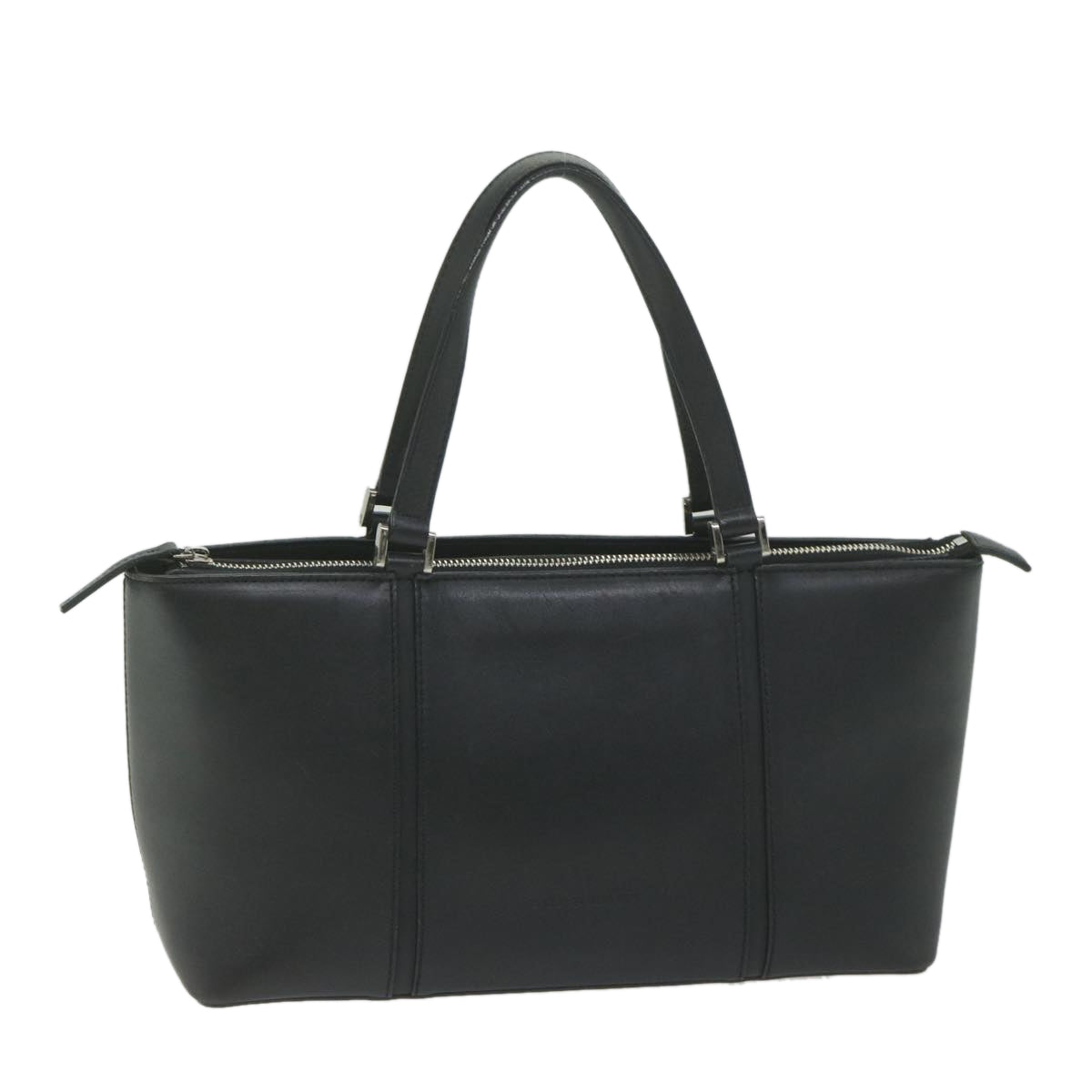 Burberry Hand Bag Leather Black Auth bs10561