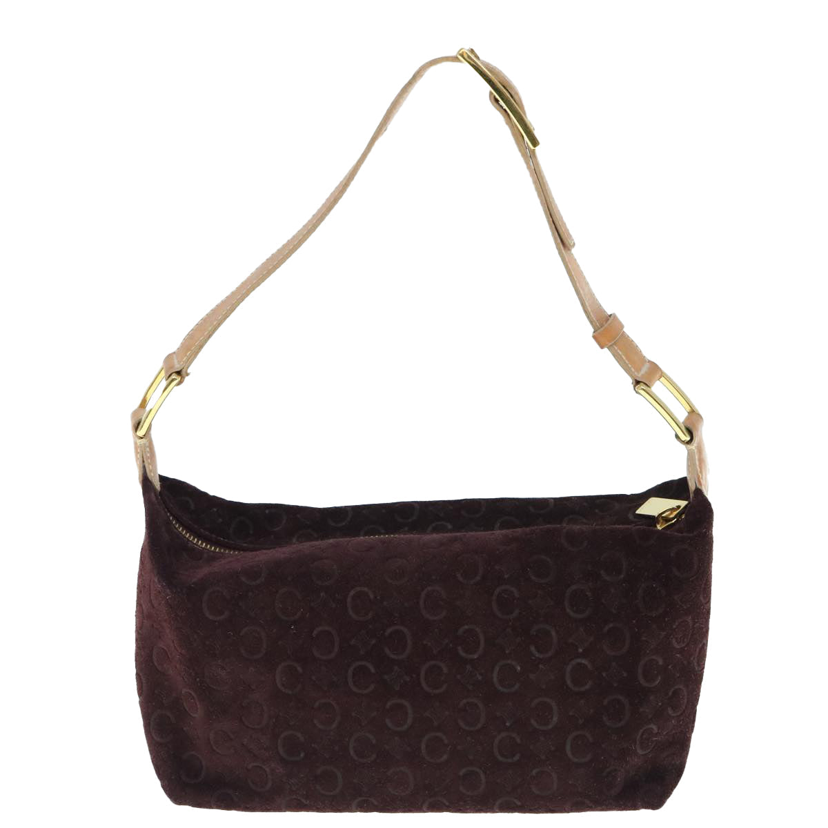 Luxury CELINE C Macadam Canvas Shoulder Bag Wine Red 11004