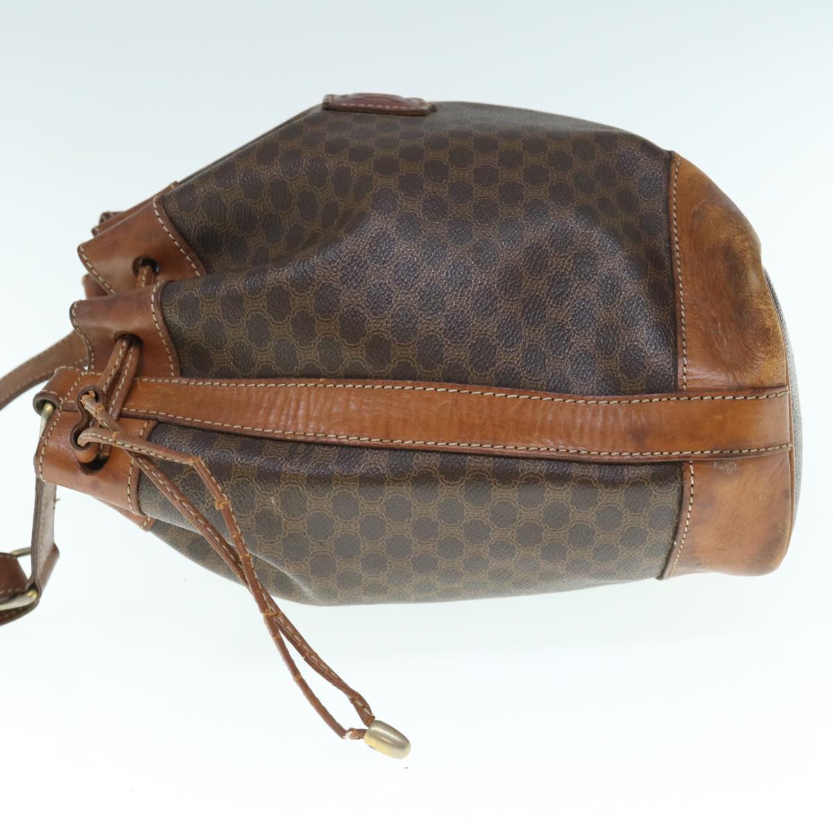 Luxury CELINE Macadam Canvas Shoulder Bag PVC Leather Brown 11386