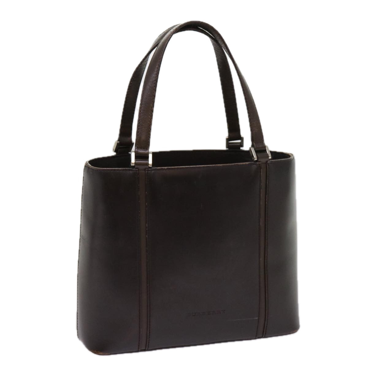 Burberry Hand Bag Leather Brown Auth bs11425