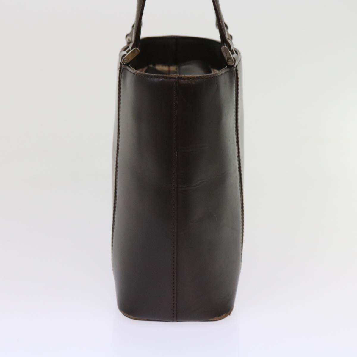 Burberry Hand Bag Leather Brown Auth bs11425