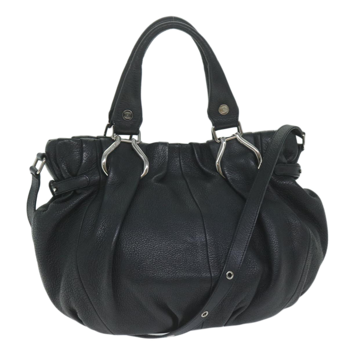 Luxury CELINE Hand Bag Leather Black 11458