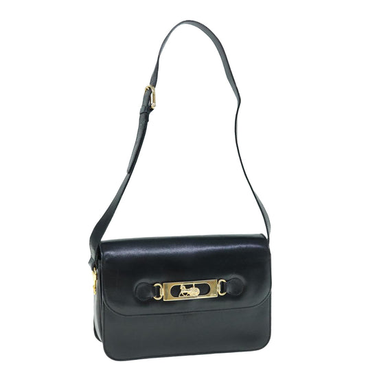 Luxury CELINE Shoulder Bag Leather Black 11462