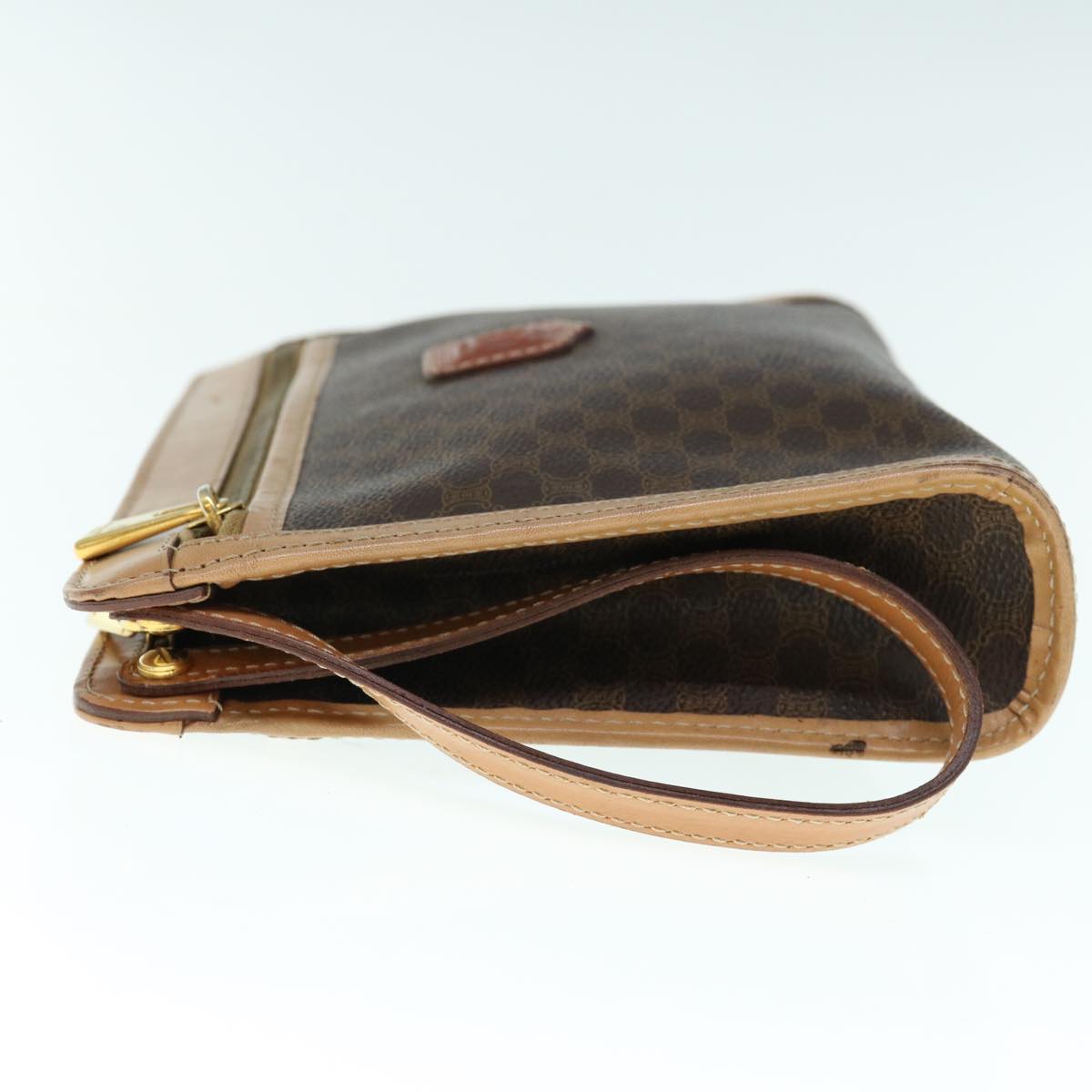 Luxury CELINE Macadam Canvas Clutch Bag PVC Leather Brown 11465