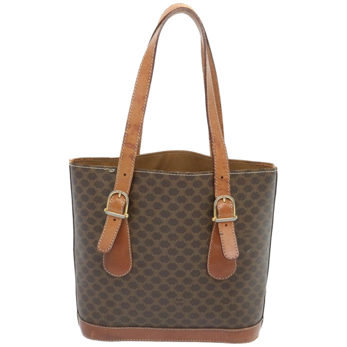 Luxury CELINE Macadam Canvas Hand Bag PVC Brown 12046