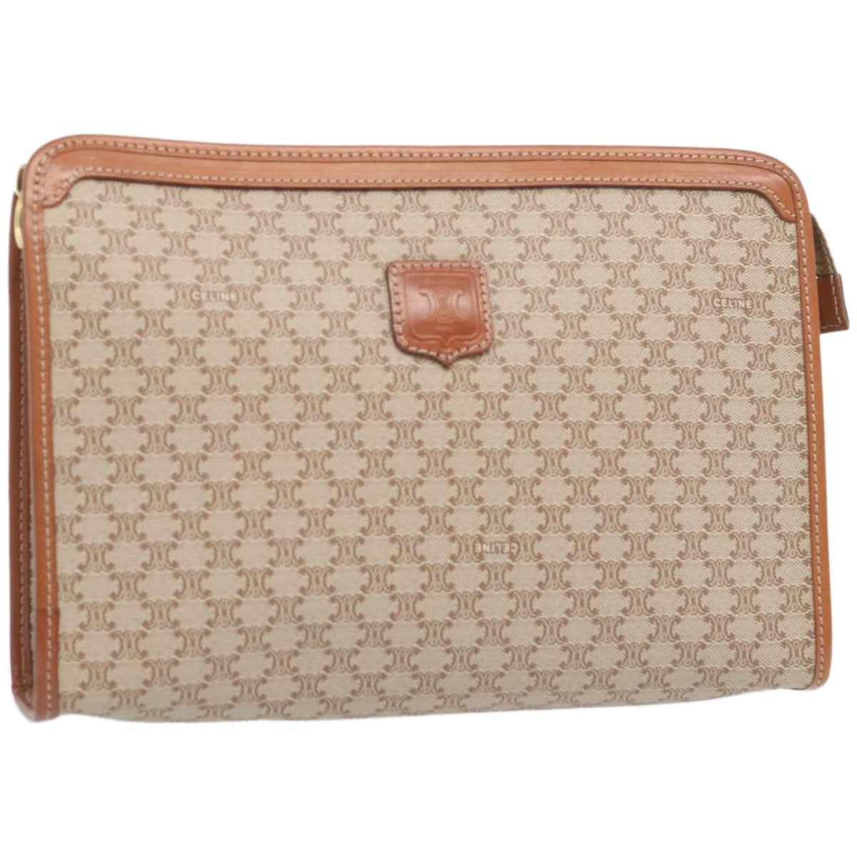 Luxury CELINE Macadam Canvas Clutch Bag Beige 12191
