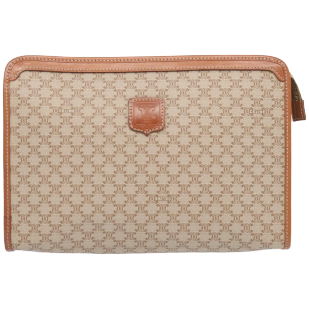 Luxury CELINE Macadam Canvas Clutch Bag Beige 12191