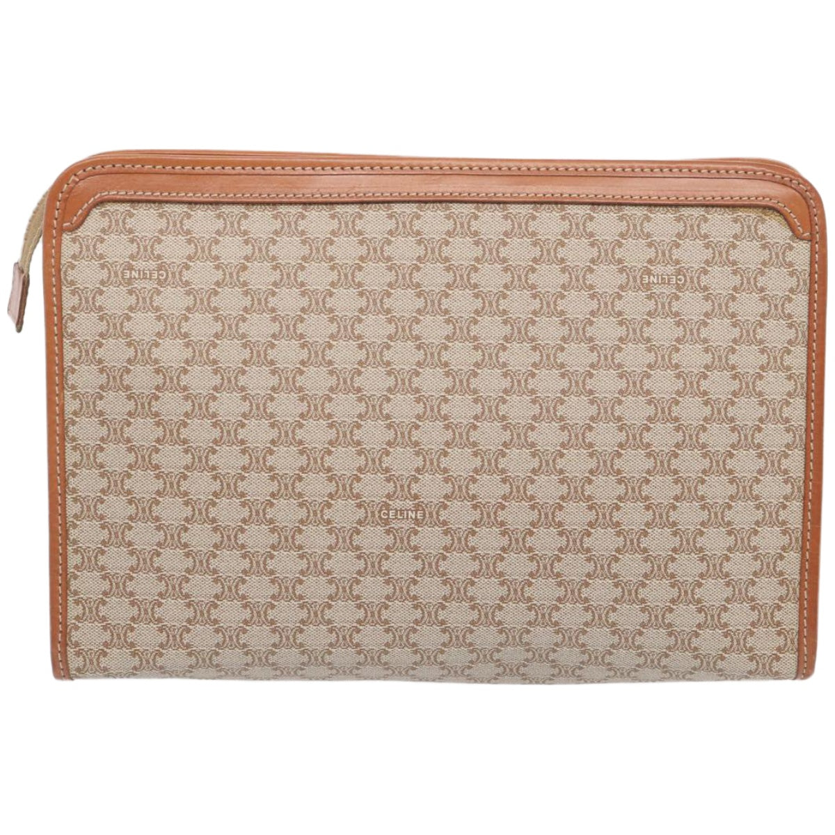 Luxury CELINE Macadam Canvas Clutch Bag Beige 12191