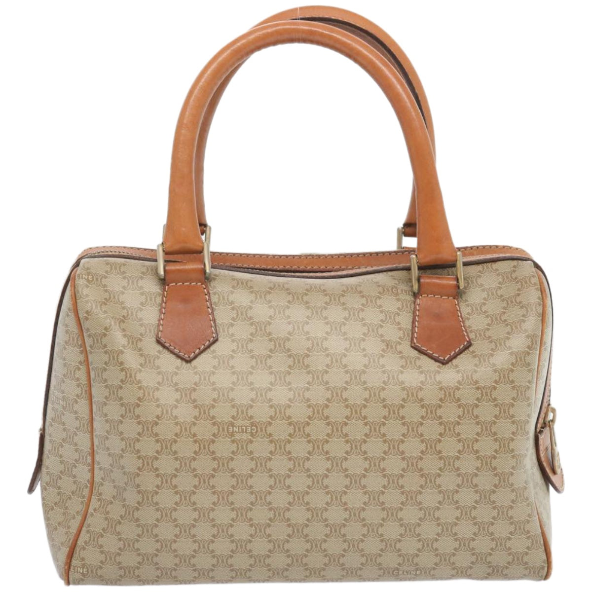 Luxury CELINE Macadam Canvas Boston Bag Beige 12260