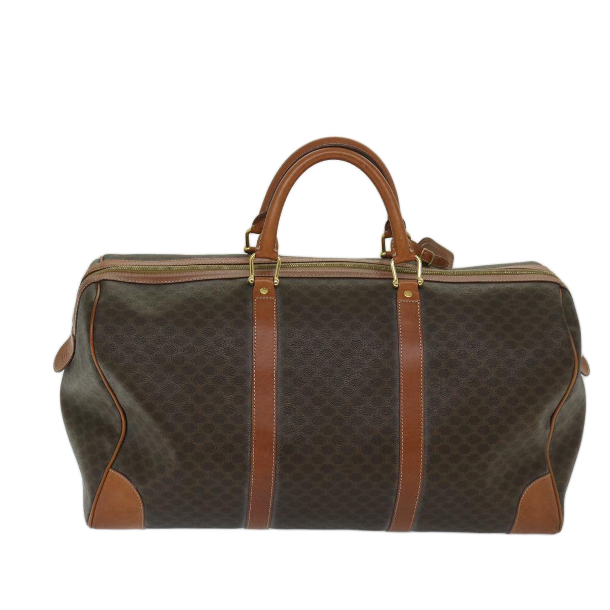 Luxury CELINE Macadam Canvas Boston Bag PVC Brown 12597