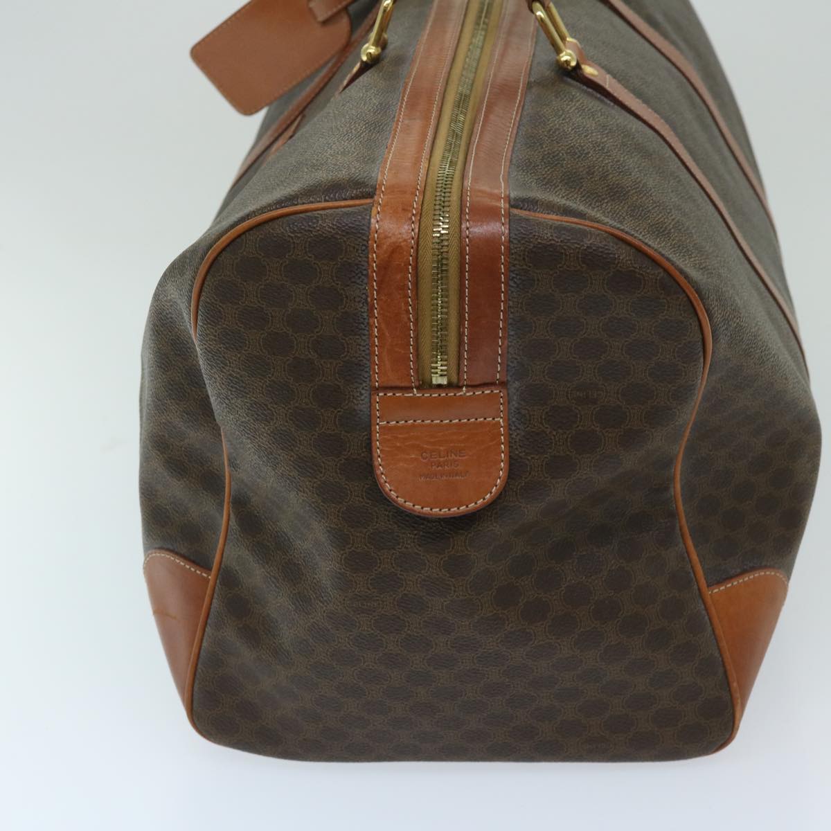 Luxury CELINE Macadam Canvas Boston Bag PVC Brown 12597